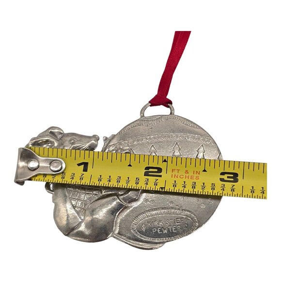 Kirk Stieff Pewter Christmas Ornament Mouse Ball USA Anti-Tarnish Holiday Gift - Picture 8 of 9